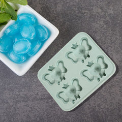 Silicone Cartoon Shape 4 Grid Ice Cube Tray for Fridge 1 Pc