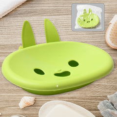 Soap Box Cute Rabbit Shape Double Bowl Plastic Rack Storage
