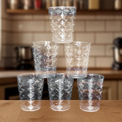 Apex Pyramid Design Unbreakable Plastic Glass – 300 ML