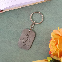 Auspicious Ganesh Cut-Out Metal Keychain - (1 Pc)