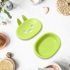 Soap Box Cute Rabbit Shape Double Bowl Plastic Rack Storage