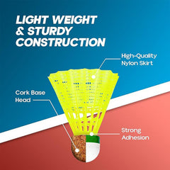 Konex Durable Plastic Shuttlecock (6 Pcs Set)