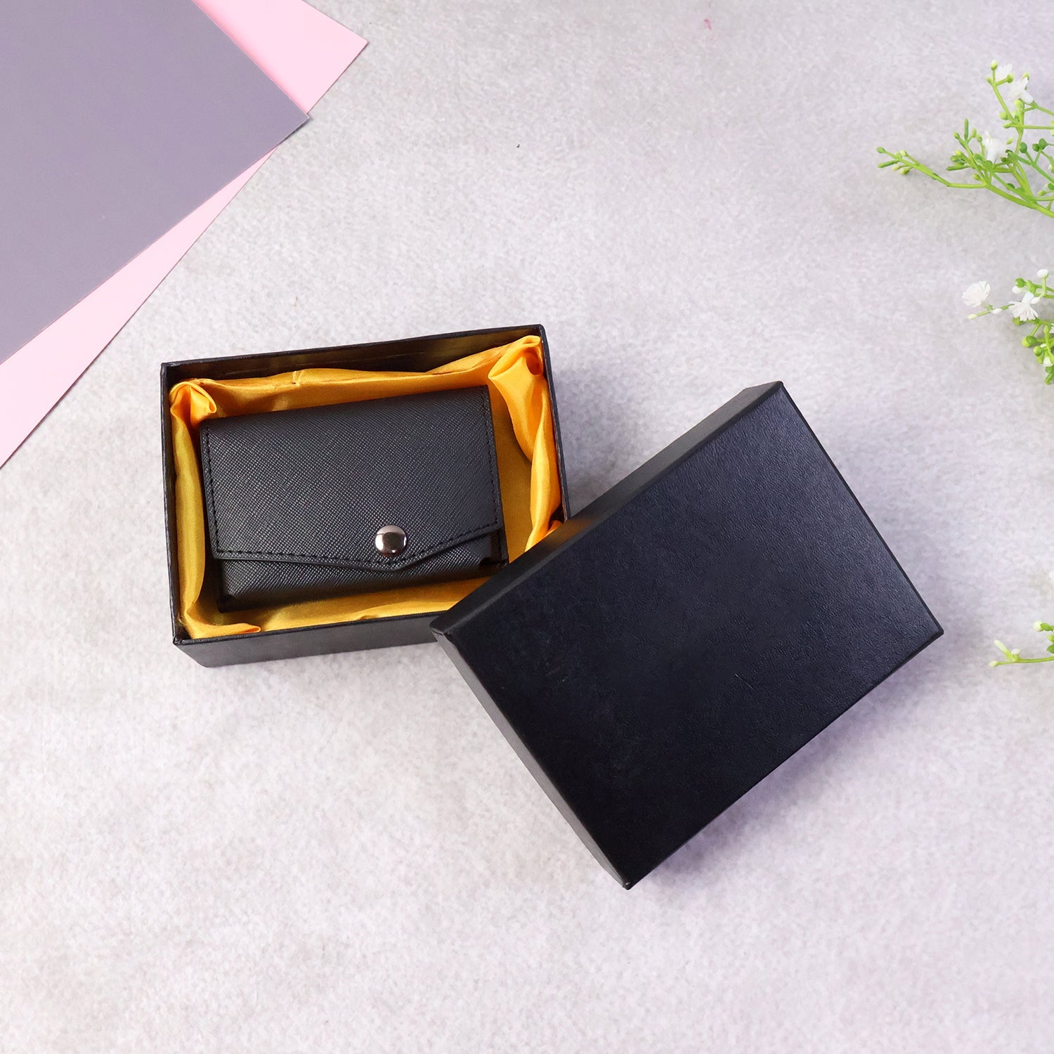 Premium card holder wallet with snap button design