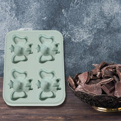 Silicone Cartoon Shape 4 Grid Ice Cube Tray for Fridge 1 Pc