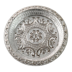 Ornamental Silver Tone Pooja Thali