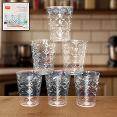 Apex Pyramid Design Unbreakable Plastic Glass – 300 ML