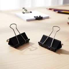 Heavy Duty Black Metal Binder Clips (25 MM, 12 Pieces Set)