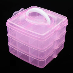 Versatile 18-Grid 3-Layer Transparent Plastic Organizer Box