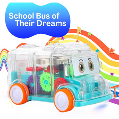 Transparent Musical Mini School Bus Toy for Kids