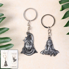 Lord Shiva & Adiyogi Metal Keychain Set (2 Pc Mix Design