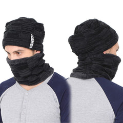 Unisex woolen beanie with muffler