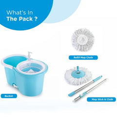 8702 Plastic Spinner Bucket Mop 360 Degree Self Spin Wringing with 2 Absorbers for Home and Office Floor Cleaning Mops Set