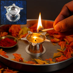 Lotus Design Stainless Steel Diya