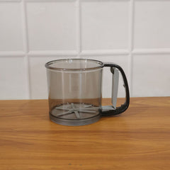 Plastic Flour Sieve Cup with Handle and Fine Mesh Filter for Kitchen Baking