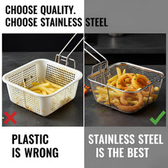 Long handle frying basket