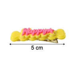 Cute “Happy” Bone-Shaped Snap Hair Clips Set (4 Pc)