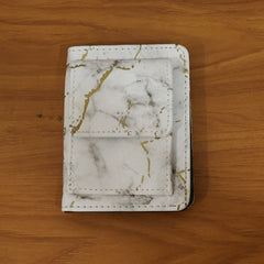 Compact Marble Finish Snap Button Card Holder Wallet (1 Pc)