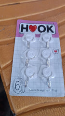 Multipurpose Self Adhesive Plastic Wall Hooks - 6 pcs