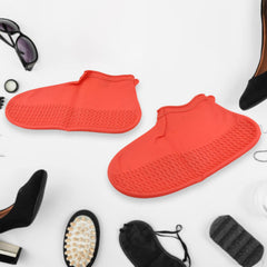 Non-Slip Silicone Waterproof Boot Shoe Cover (Medium Size / 1 Pair / Red)