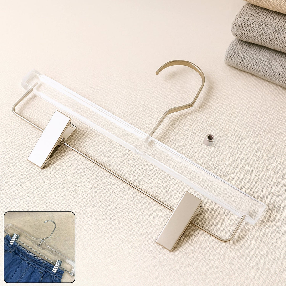Heavy-Duty Transparent Acrylic Hanger With Adjustable Clips