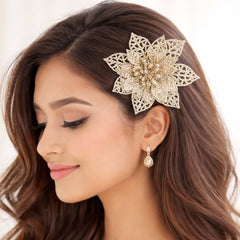 Glitter Flower Hair Clip Set (6 Pc Mix Color Set)