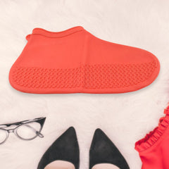Non-Slip Silicone Waterproof Boot Shoe Cover (Medium Size / 1 Pair / Red)