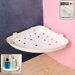 Self-Adhesive Corner Bathroom Shelf with Fast-Drain Holes (1 Pc)