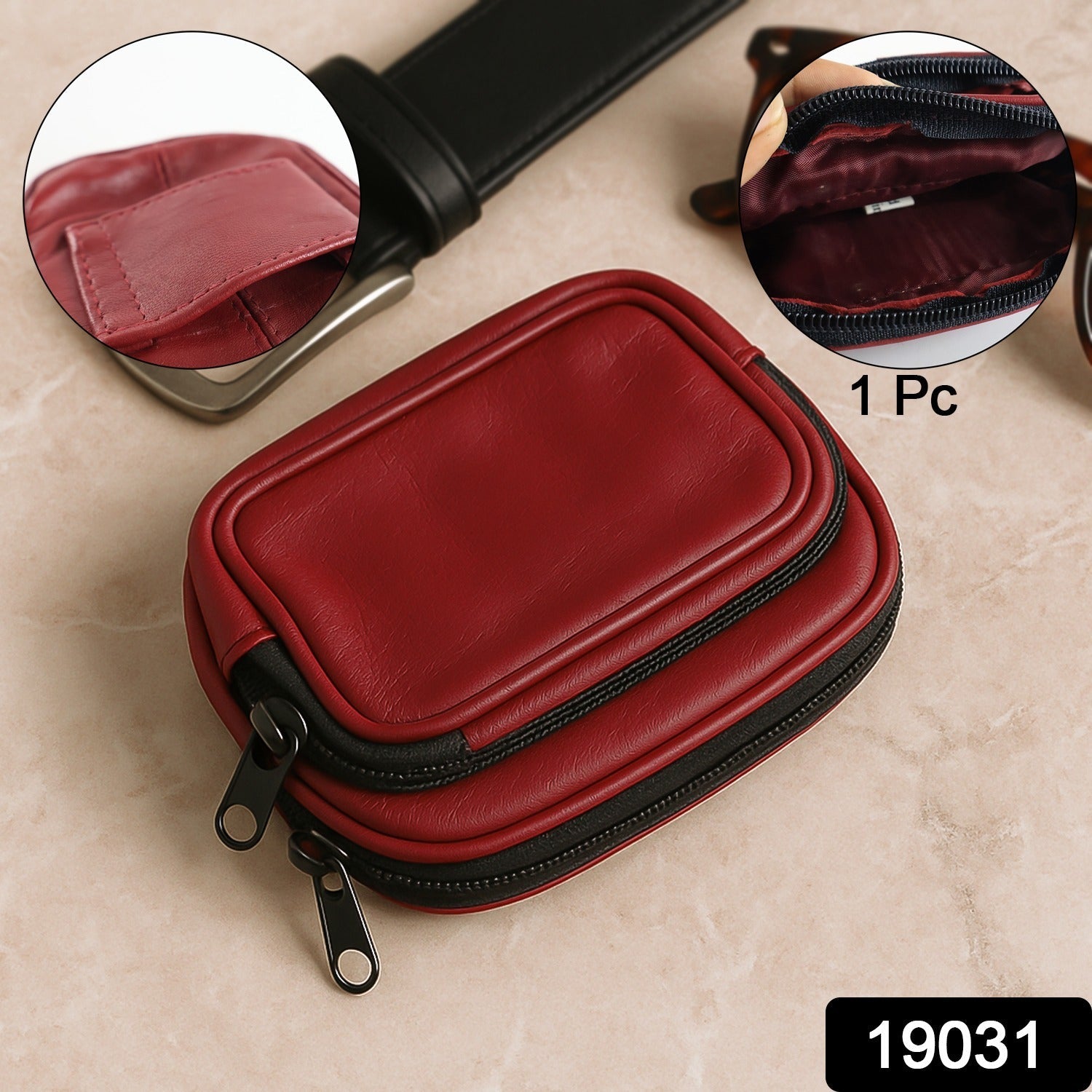 Leather Zippered Card Holder