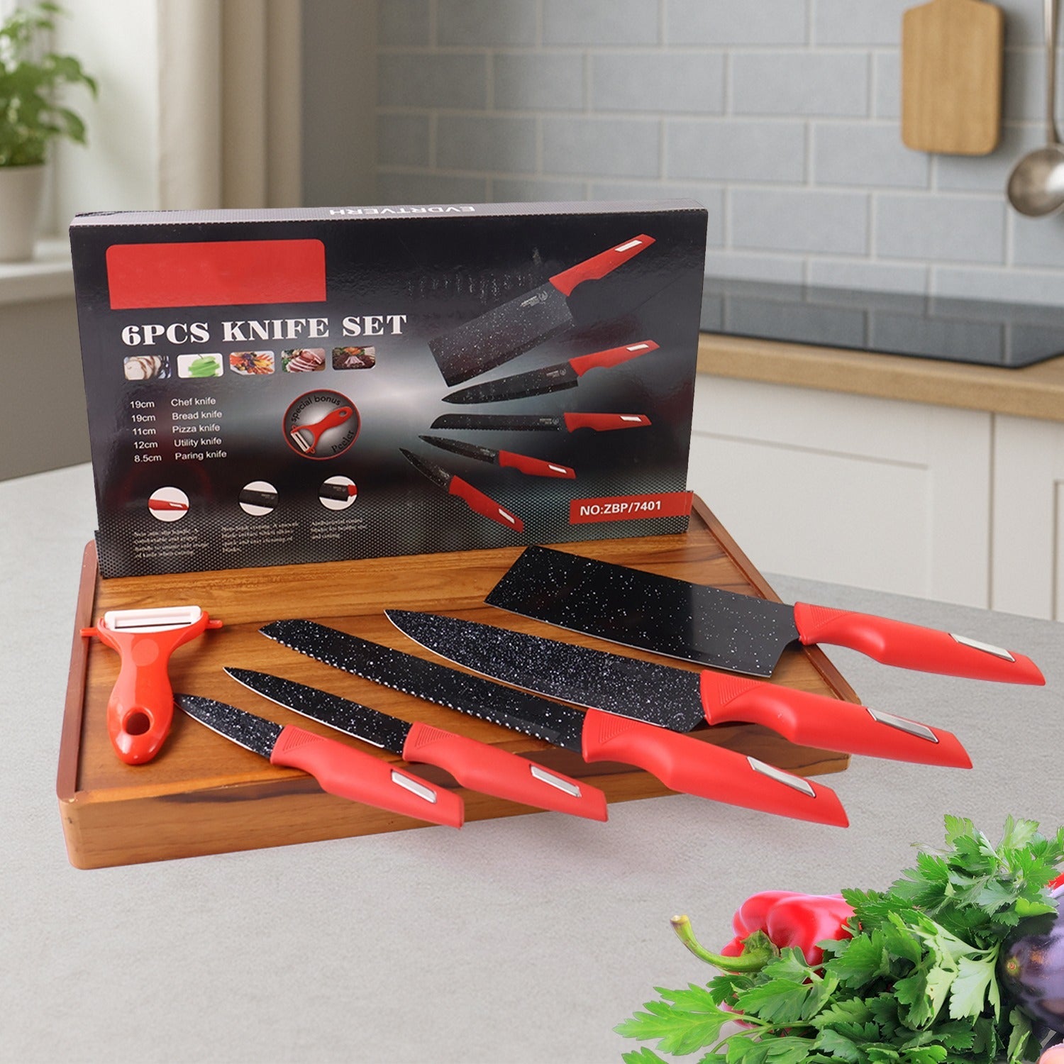 Marble-Coated Kitchen Knife Set