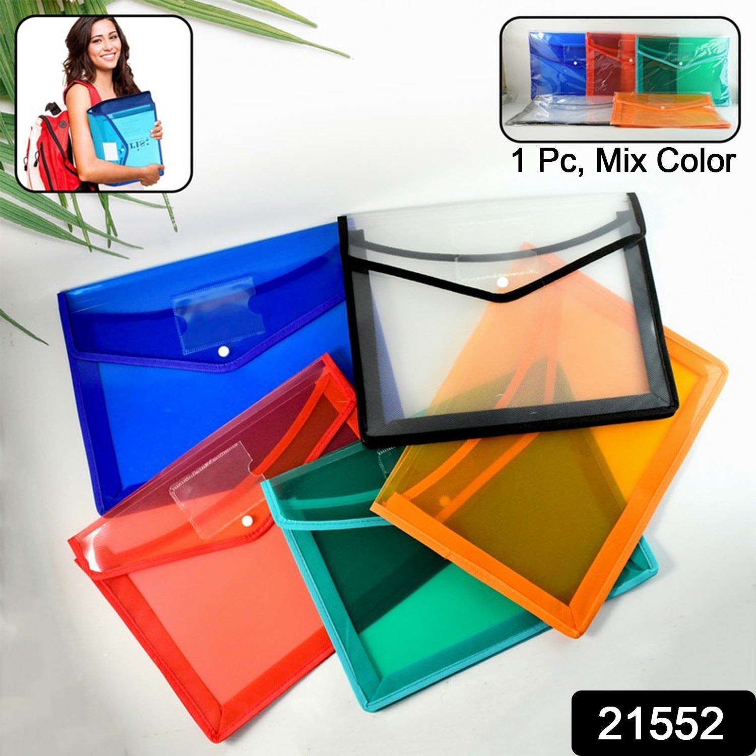 A4 clear file folder pack of 5