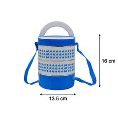 2493 3 Layer Adjustable Insulated Tiffin Set Of 1 Blue 3 Containers Lunch Box